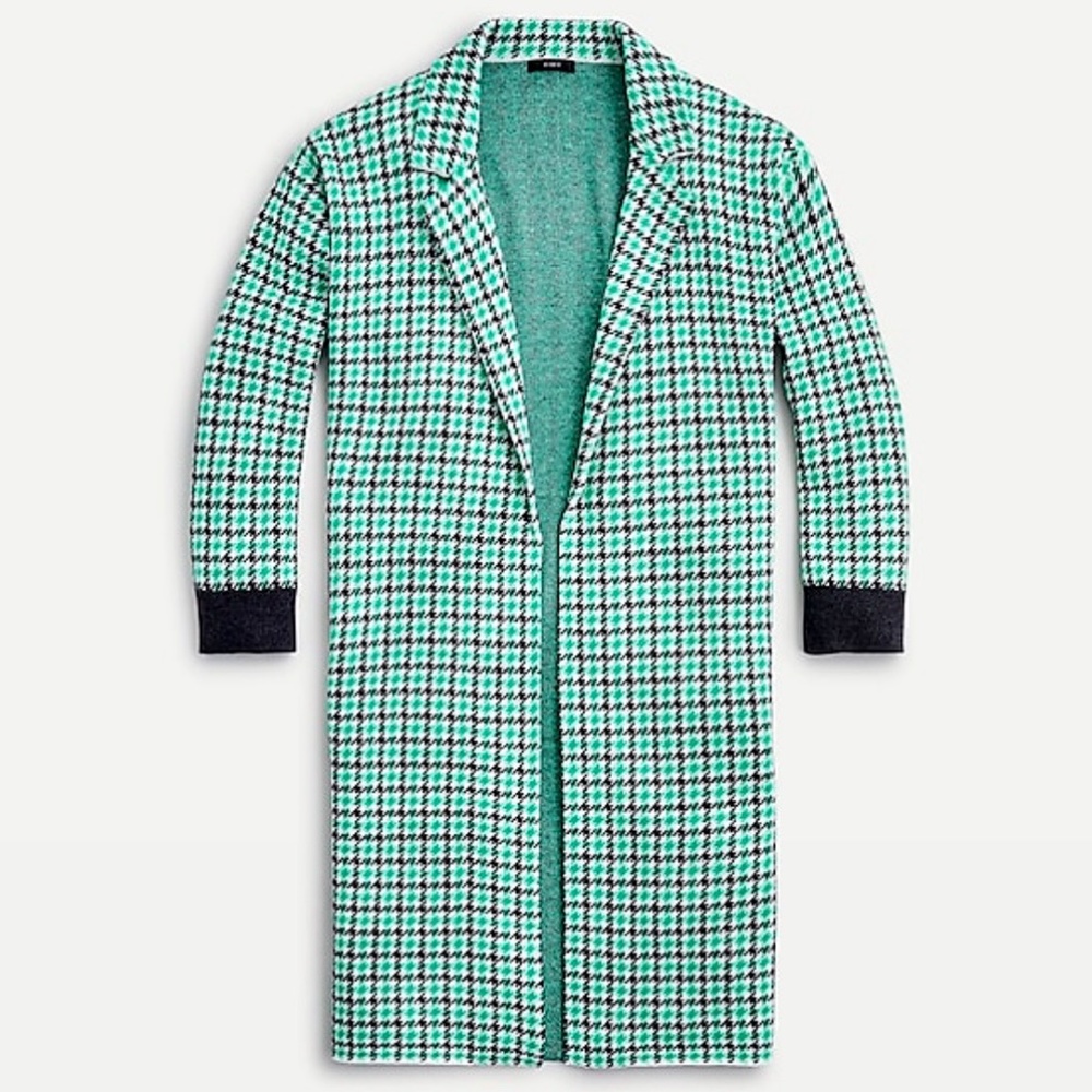 Ella open-front long sweater-blazer plaid-Medium